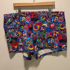 Peachy Vibrant Multicolor Women's Athletic Booty Shorts Size XL Workout Lifting